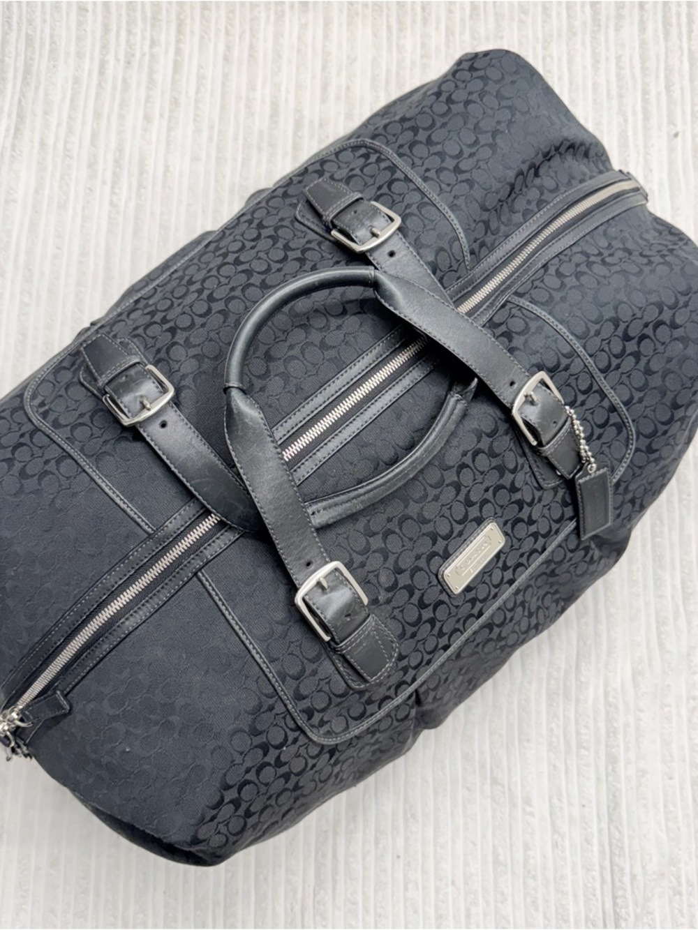 Coach Black Signature Canvas Duffel Bag